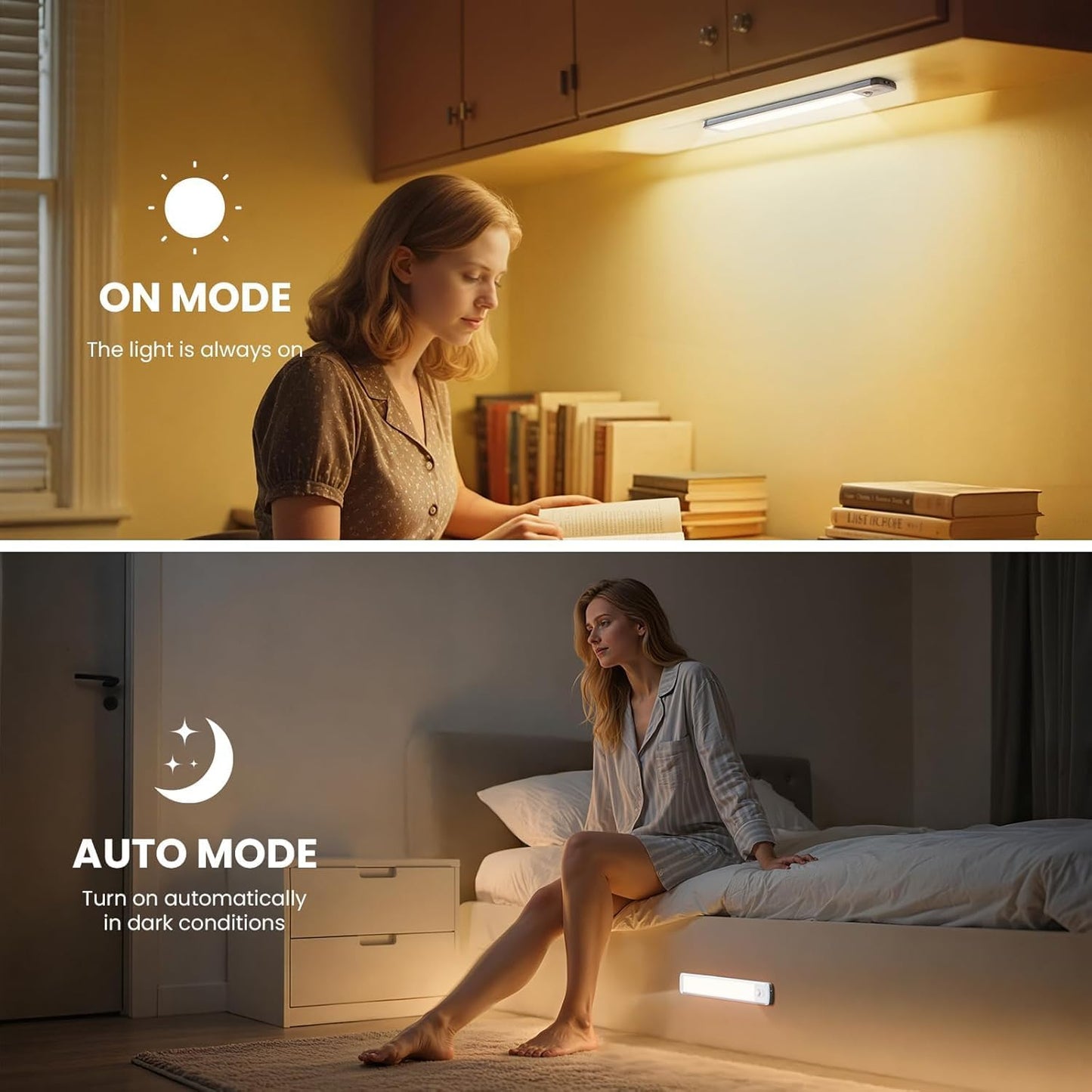 Luz gabinete inalámbrica sensor movimiento 8.3pulg 2 Pzas