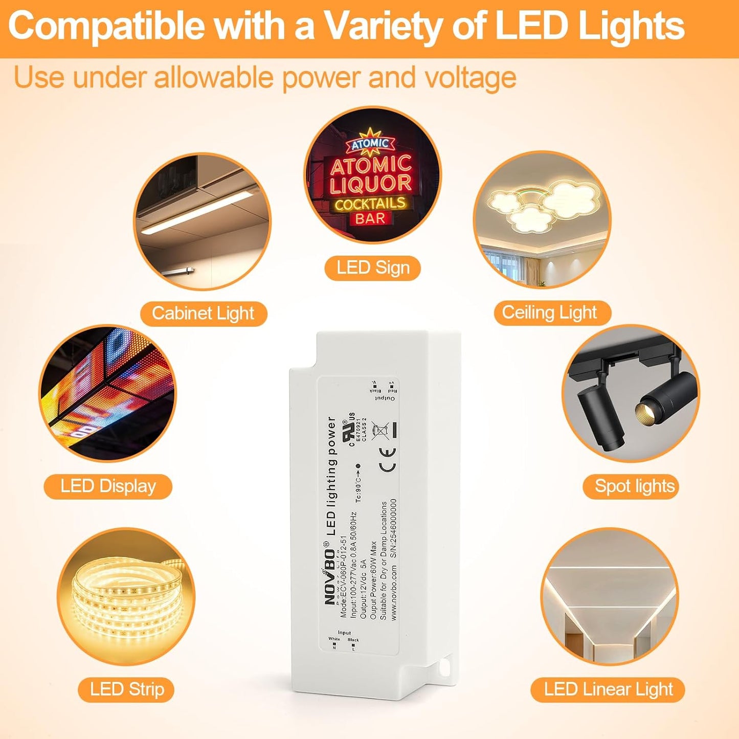Fuente alimentación 12V 1A 12W AC a DC transformador LED