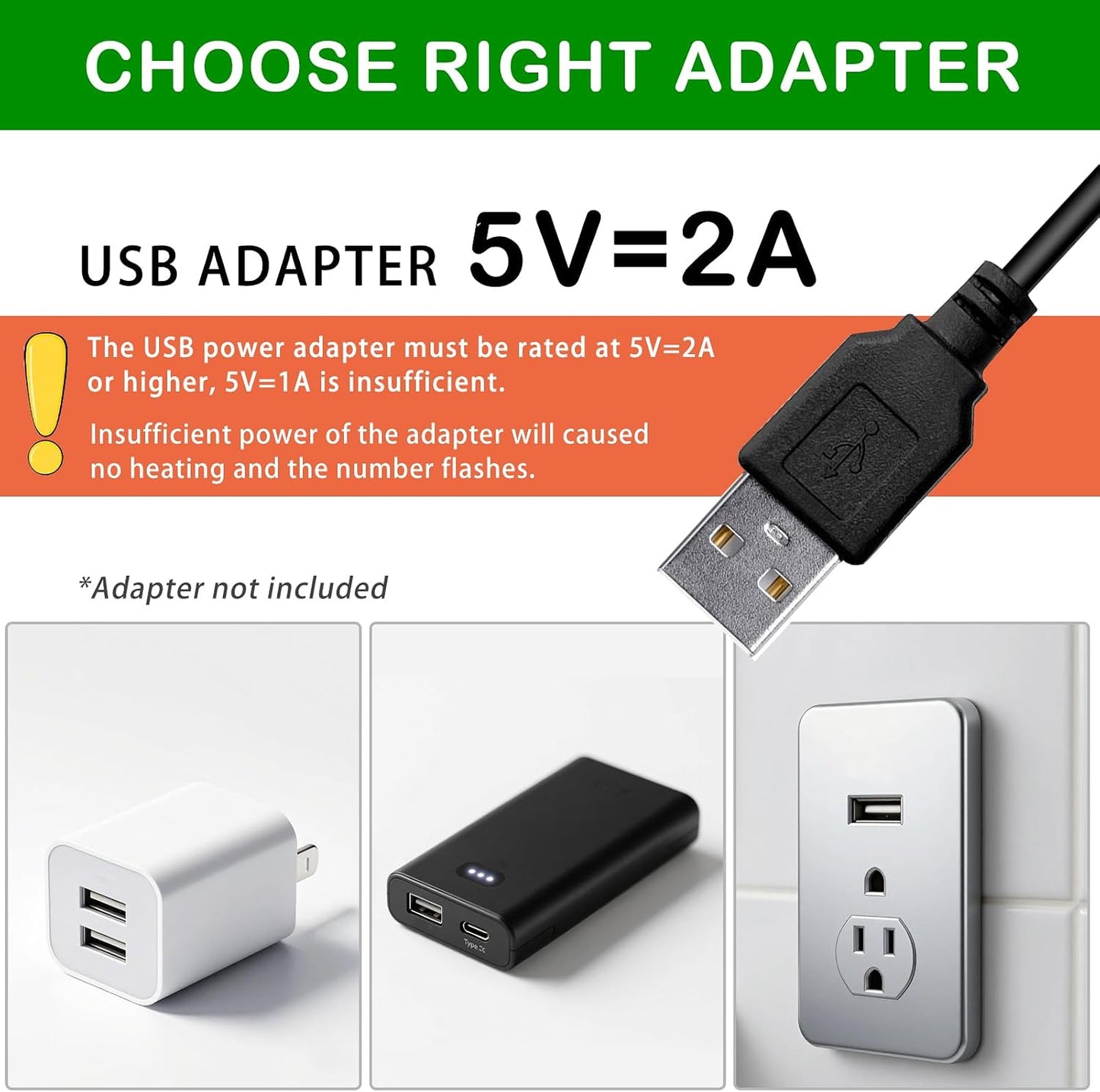 Calentador acuario ajustable USB 10W con controlador digital