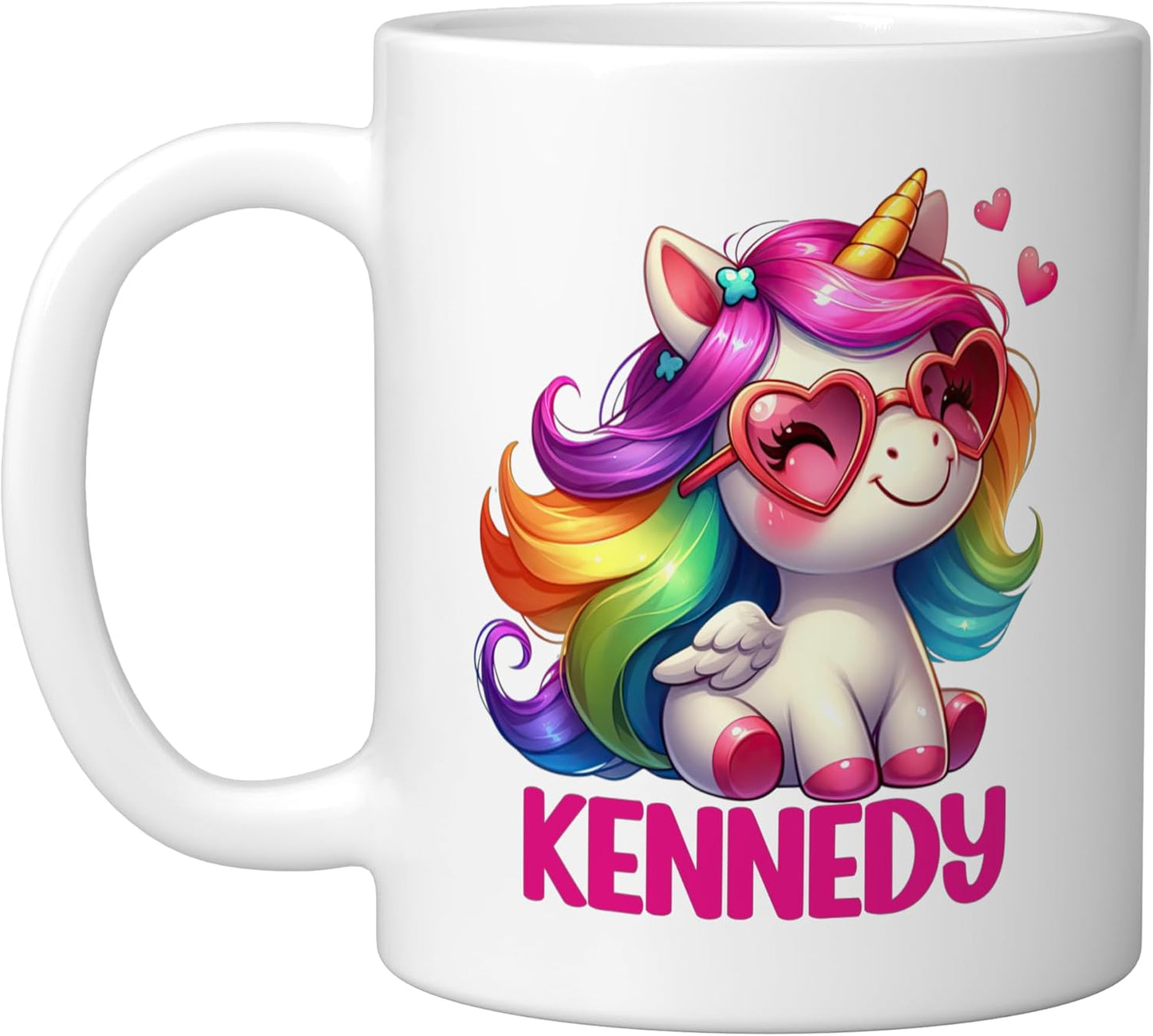 Taza cerámica personalizada Kennedy Unicorn Name blanco