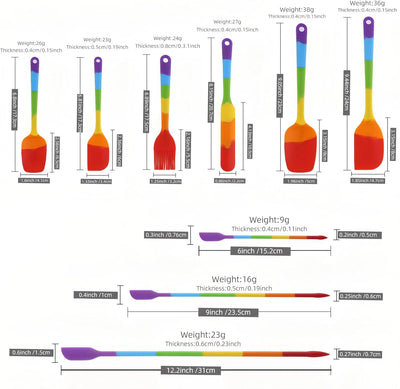 Juego de 9 espátulas de silicona antiadherentes sin BPA para cocinar y hornear