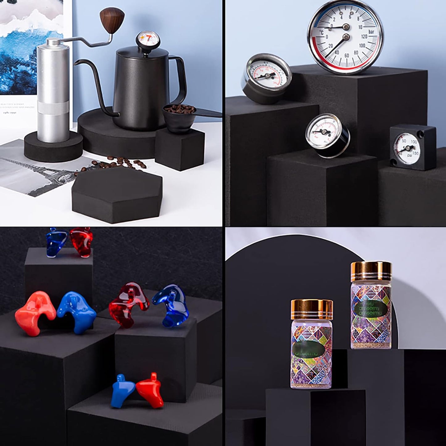Set 8 Pzas Accesorios Geométricos de Foam Negro
