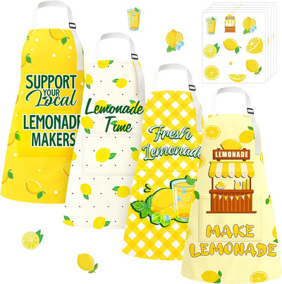 Delantal ajustable con bolsillos 90shine limón para cocina y fiestas