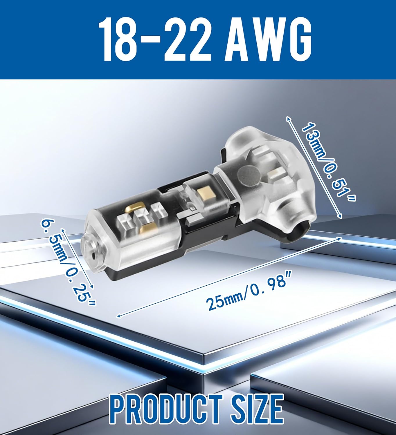 Conector T 3 vías 1 pin para cables 18-22 AWG luces LED
