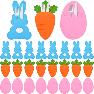 24 soportes de fieltro para cubiertos de Pascua y decoración de huevos
