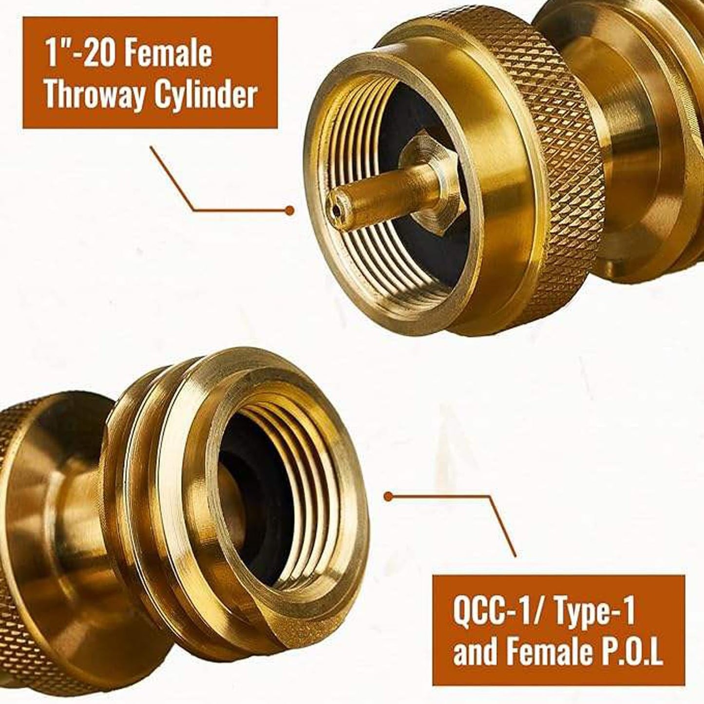 Adaptador tanque propano 20lb a 1lb latón sólido