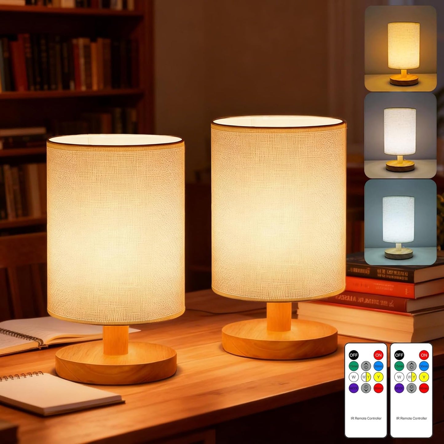 2 Lámparas Mesa Control Remoto Led Usb Bohemia