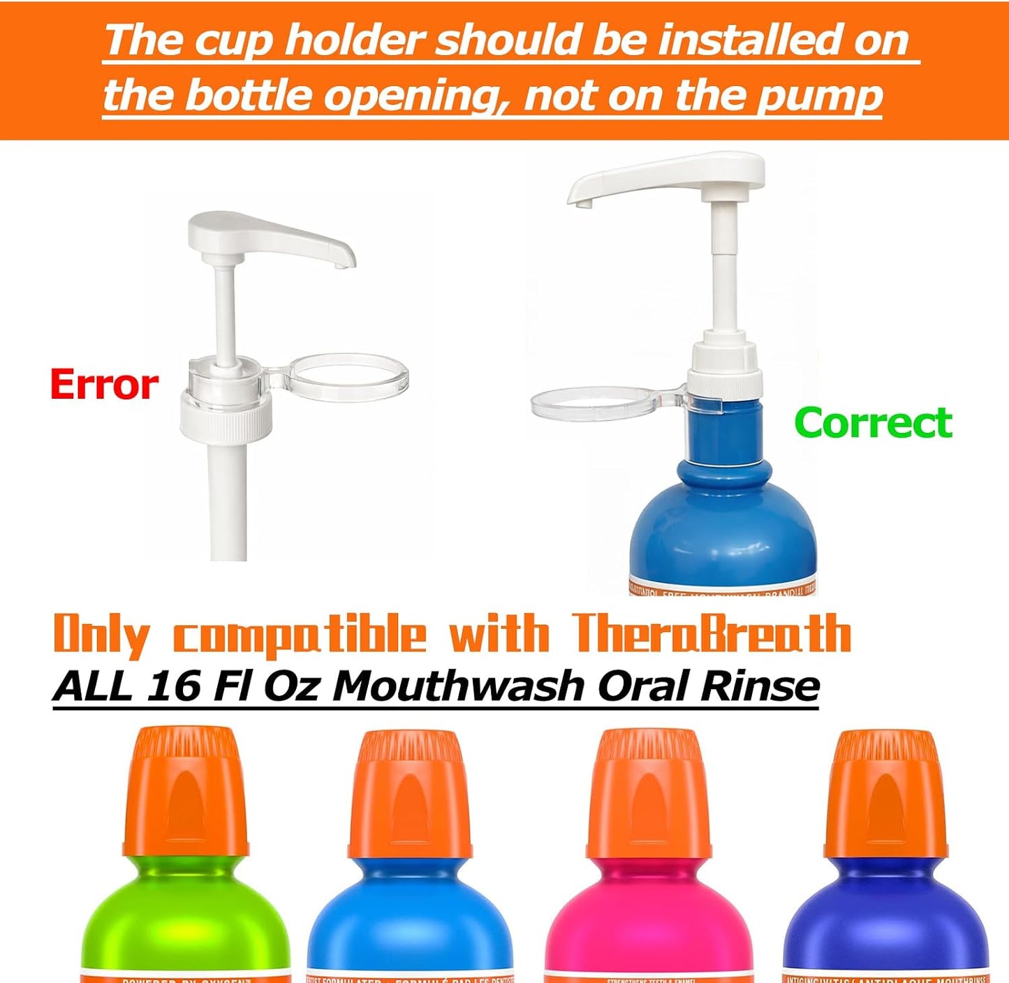 Dispensador enjuague bucal con soporte para TheraBreath 16oz set 2