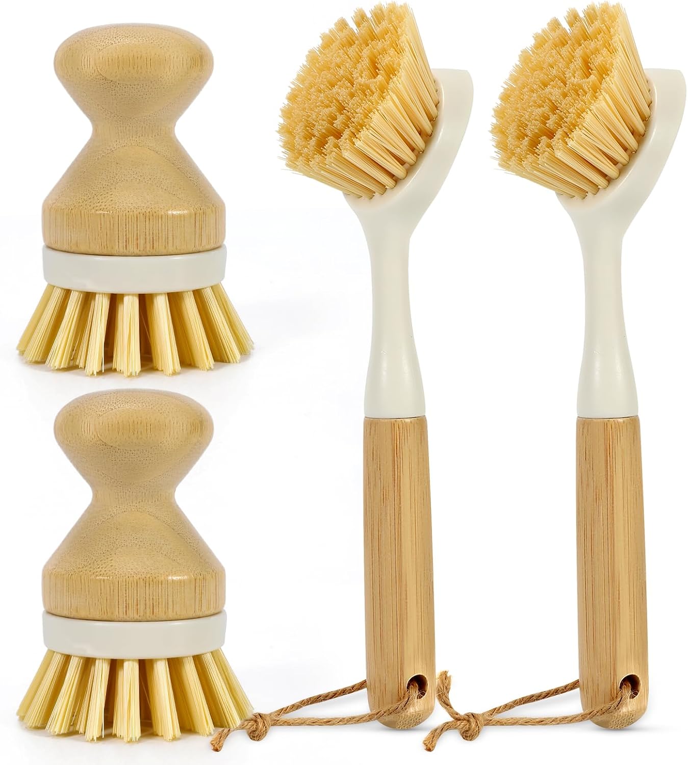 Set 4 Cepillos Fregar Platos Mango Largo Raspador Integrado