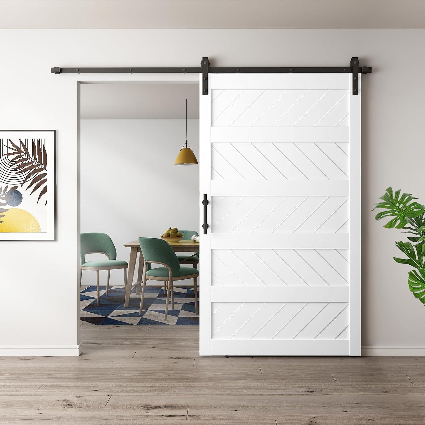 Puerta granero 48x84pulg deslizante madera MDF PVC blanco