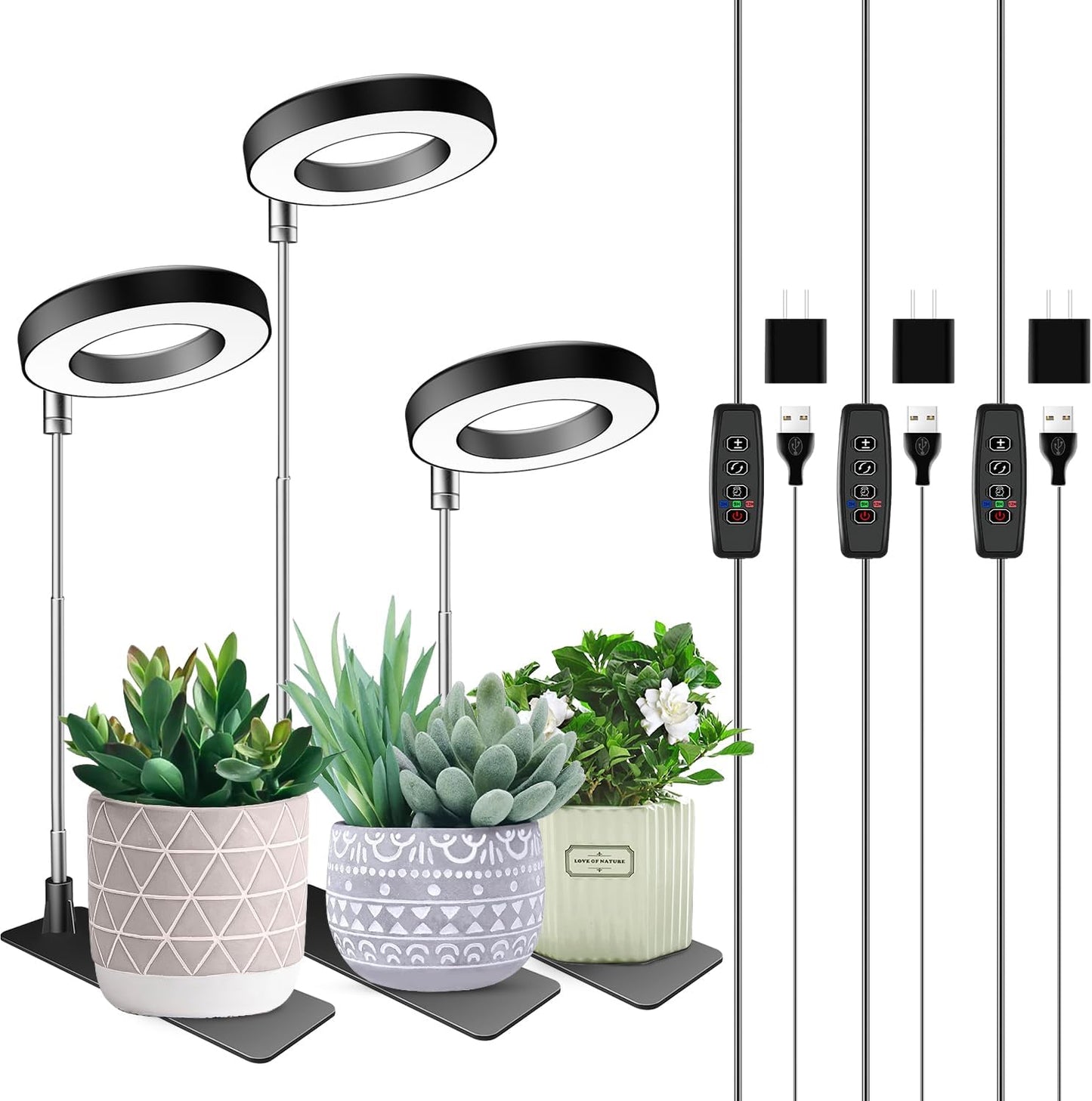 Luz crecimiento plantas 48 LEDs espectro completo ajustable