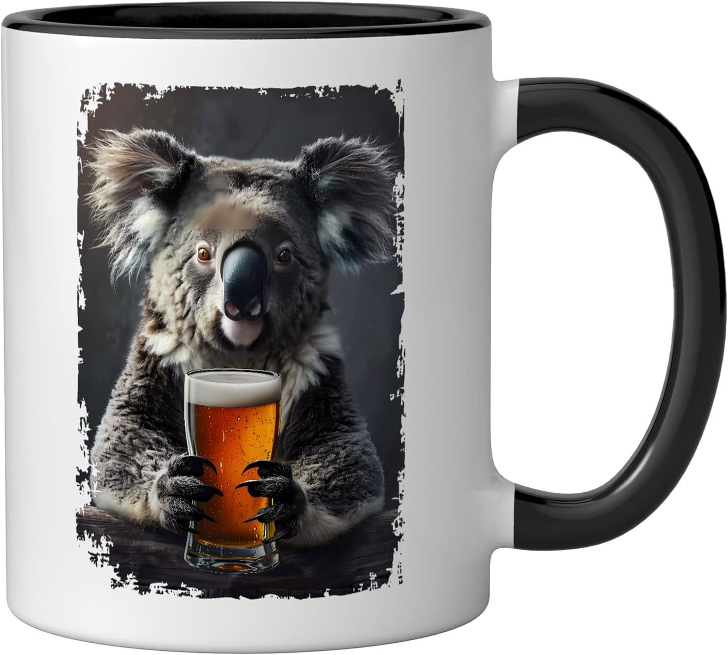 Taza cerámica Koala Beer negra/blanca