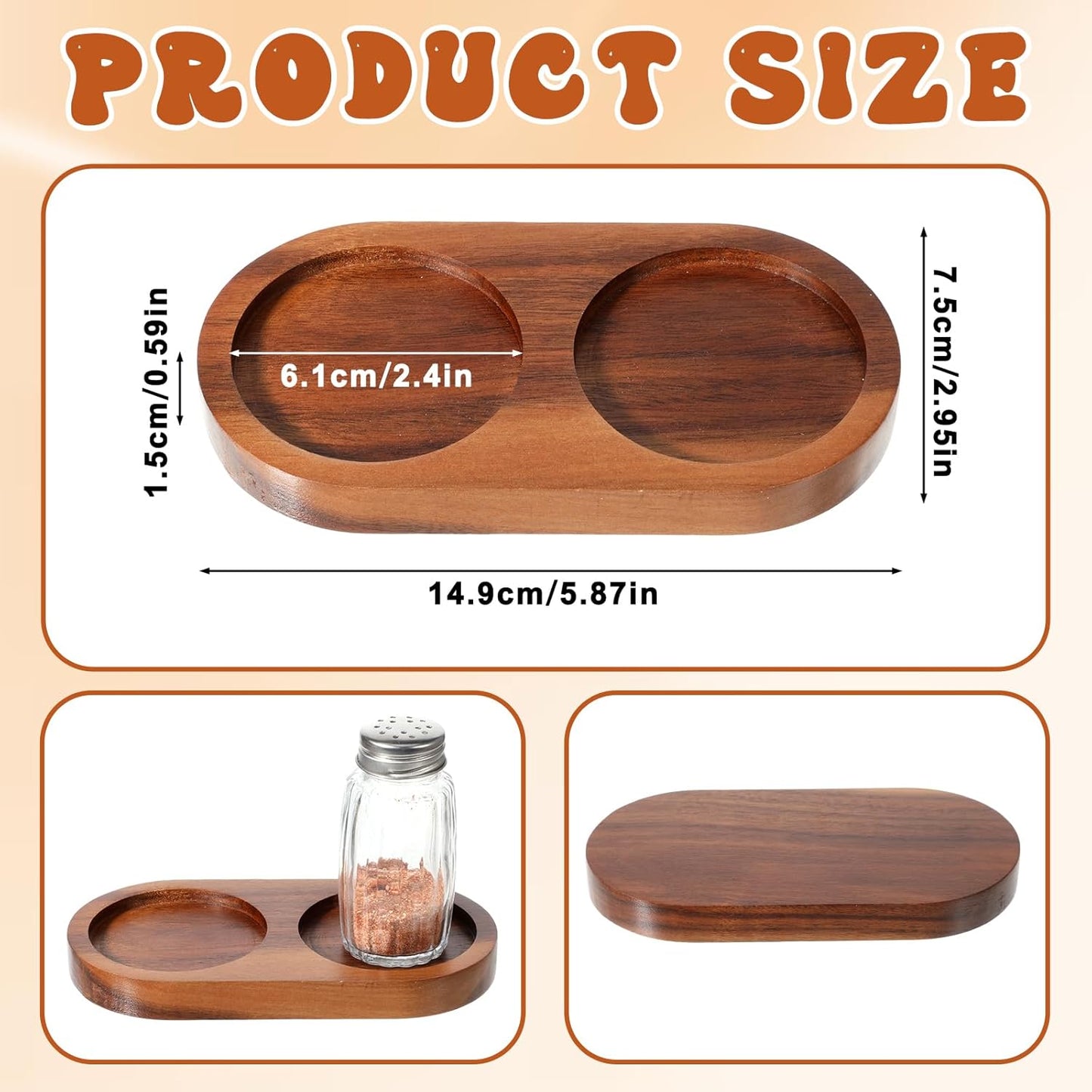 Bandeja madera acacia para molinillo sal y pimienta 2.5pulg