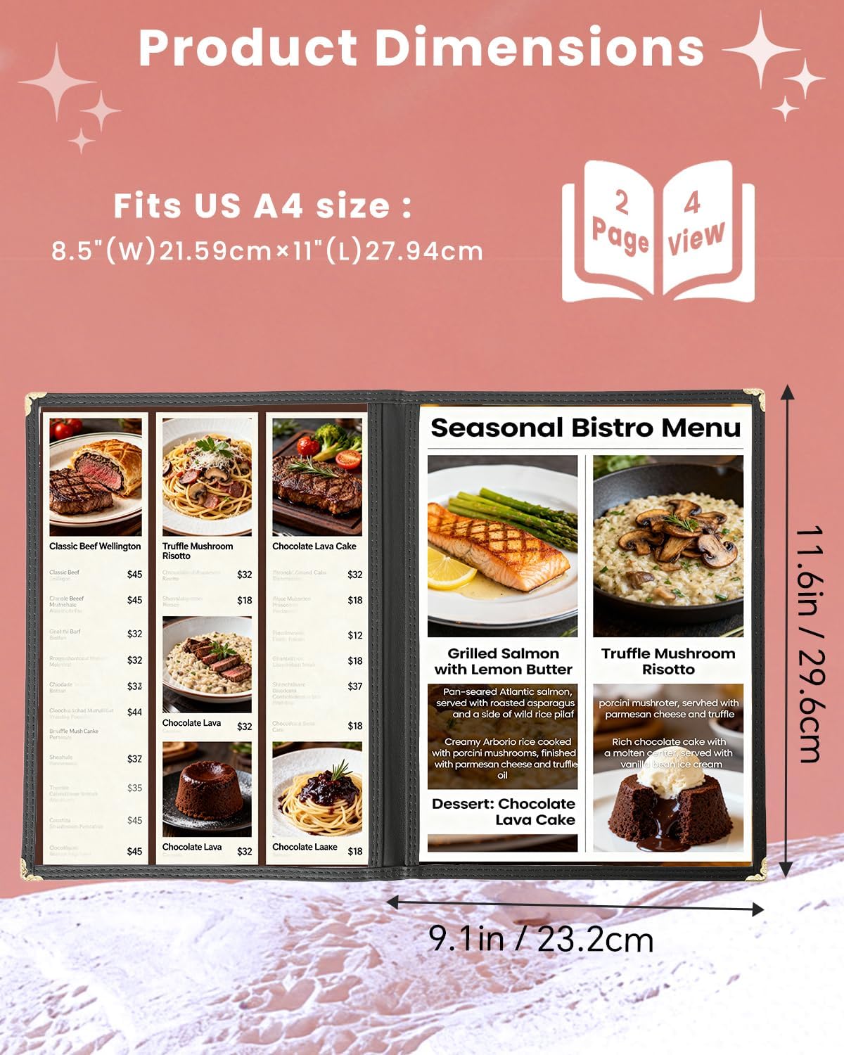 Paquete de 6 fundas de menú 8.5 x 11 pulgadas para café, bar y escuela