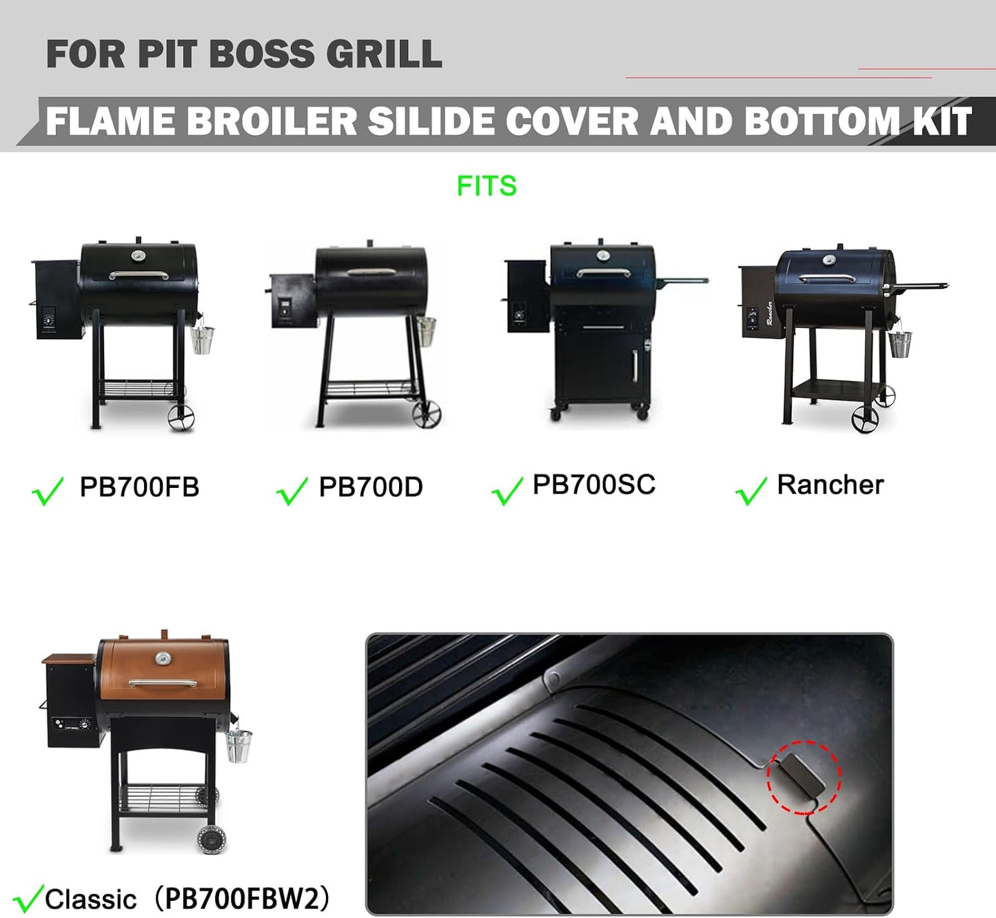 Kit repuesto Pit Boss 700 Series cubierta deslizante