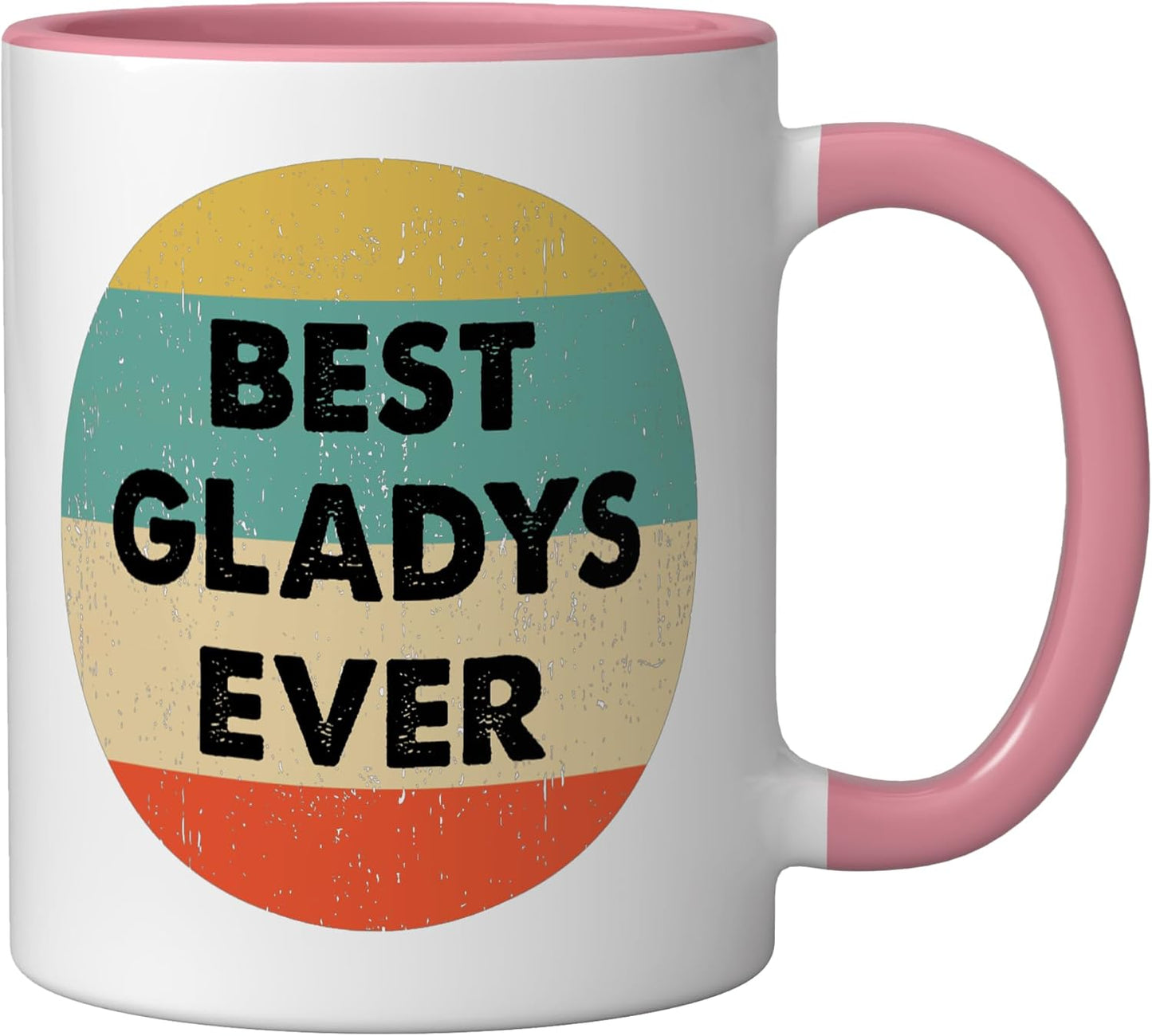 Taza de cerámica Gladys Name color rosa y blanco