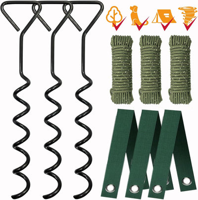 Kit estacas acero espiral 15.7pulg y correas 15.8pulg para árboles