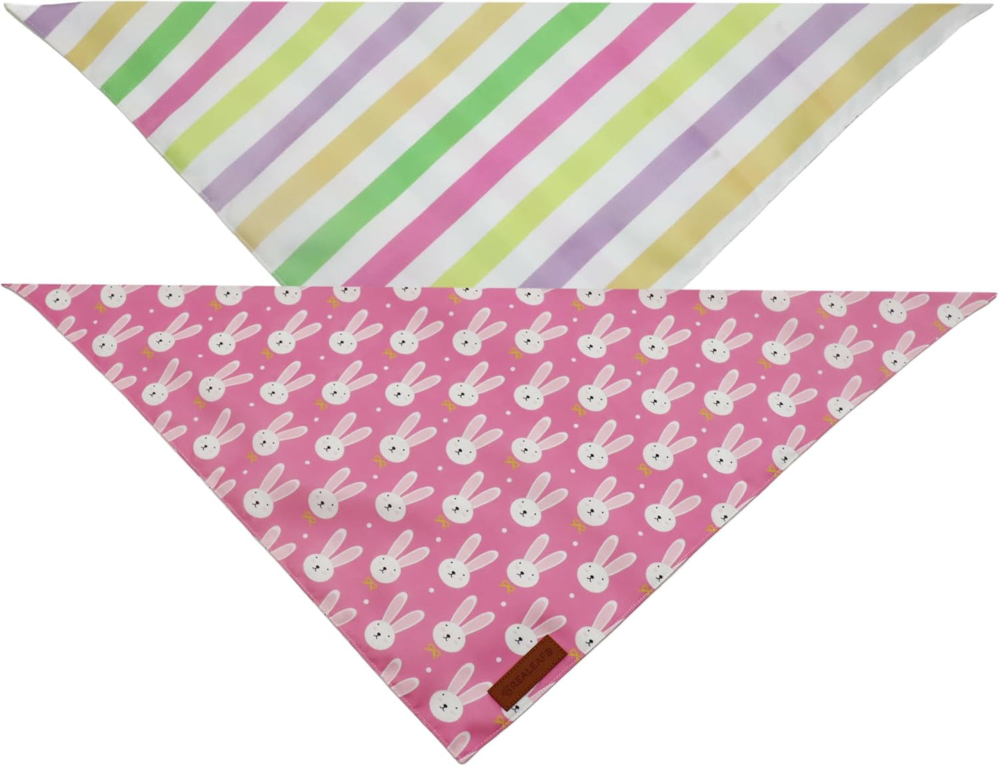 Bufanda reversible conejo rosa rayas para perros 2uds