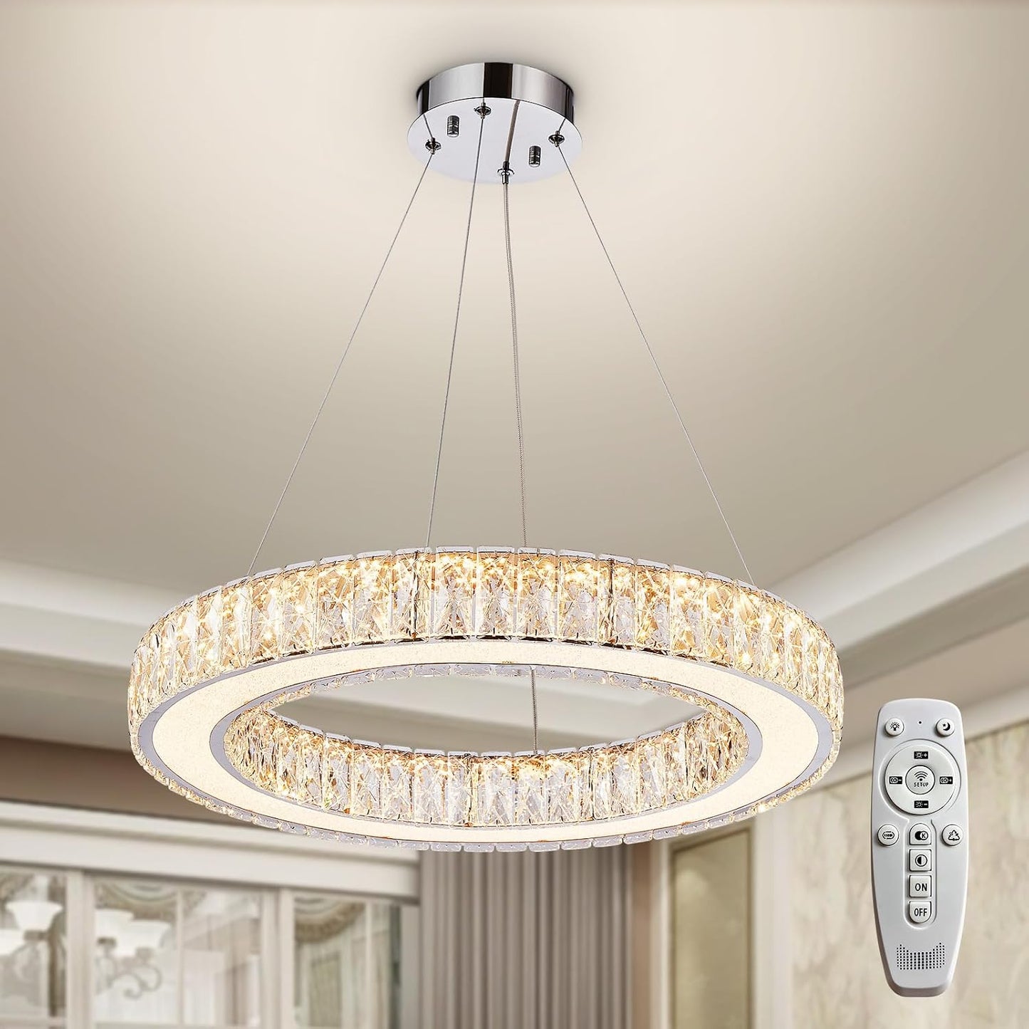 Lámpara colgante LED de cristal ajustable 50W sala comedor