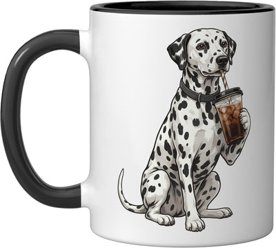 Taza cerámica para amante del café helado perro Dalmata negro/blanco
