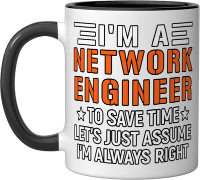 Mug cerámico para técnico de red con frases divertidas VLAN negro/blanco