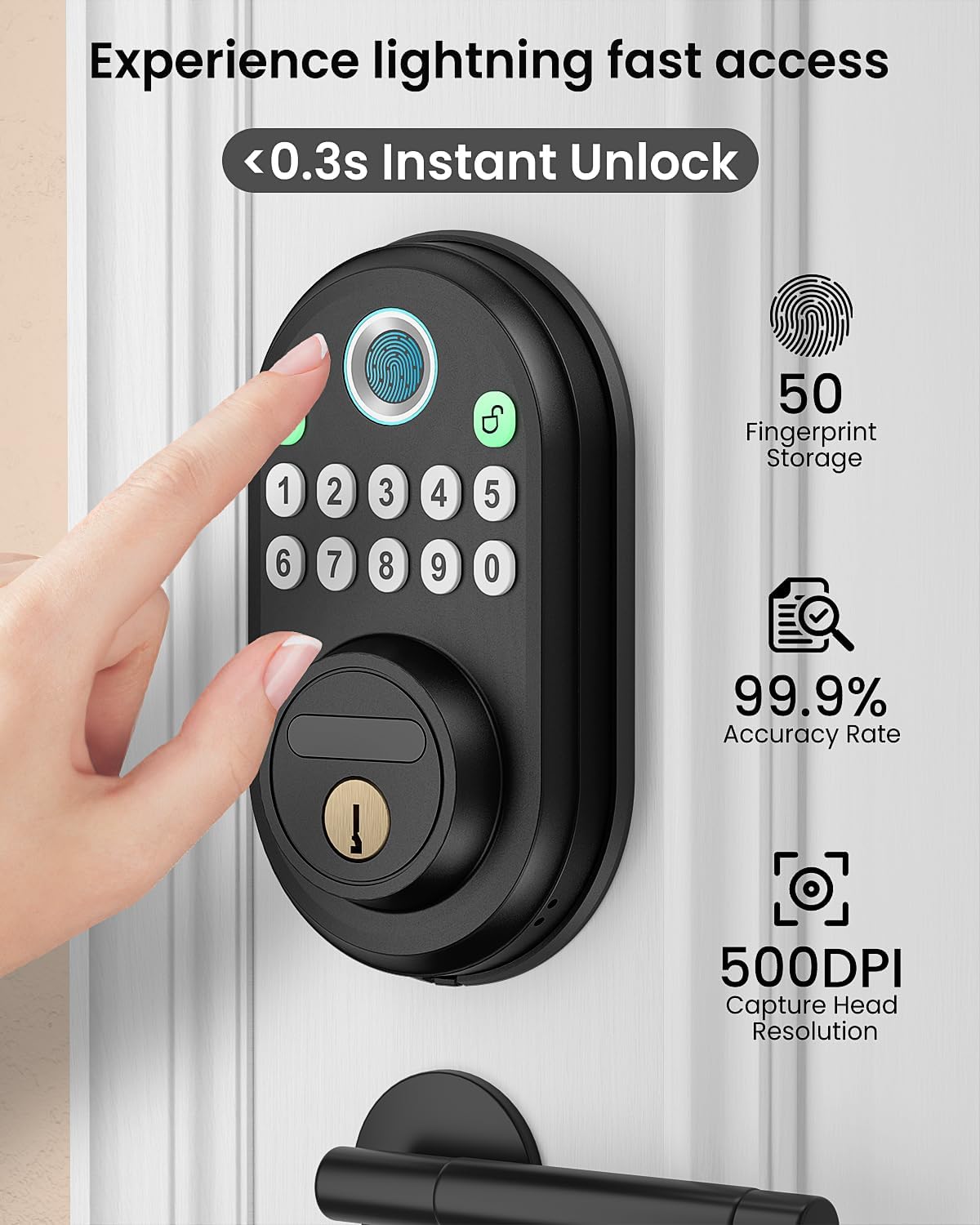 Cerradura digital de huellas con teclado puerta delantera