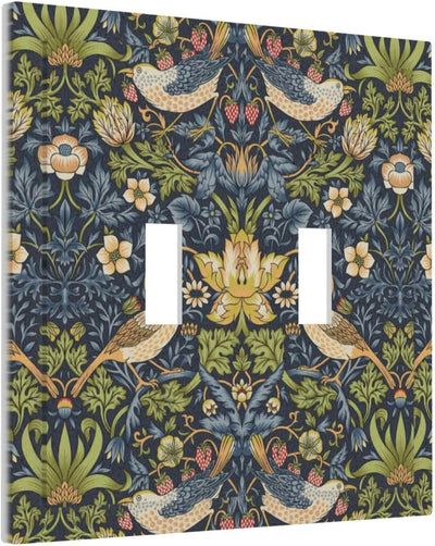 Placa interruptor decorativa William Morris 2 gang flores vintage