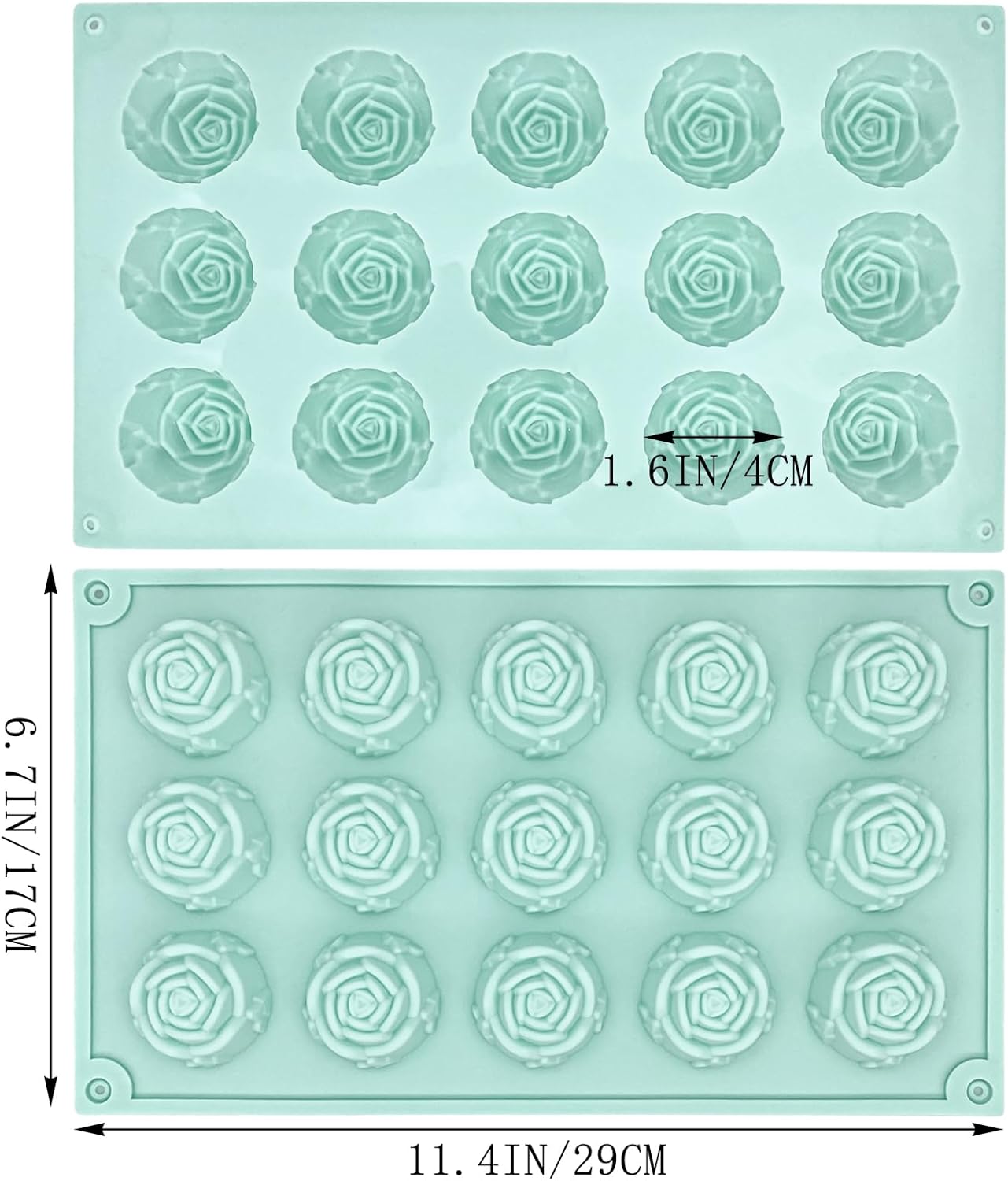 Moldes de silicona para fondant rosa con 15 cavidades