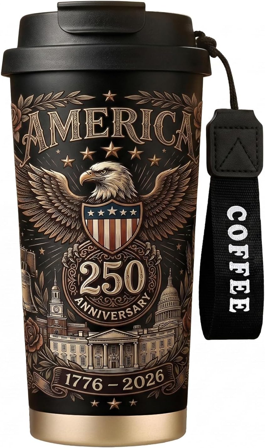 Taza aislada 18oz diseño patriótico 1776-2026