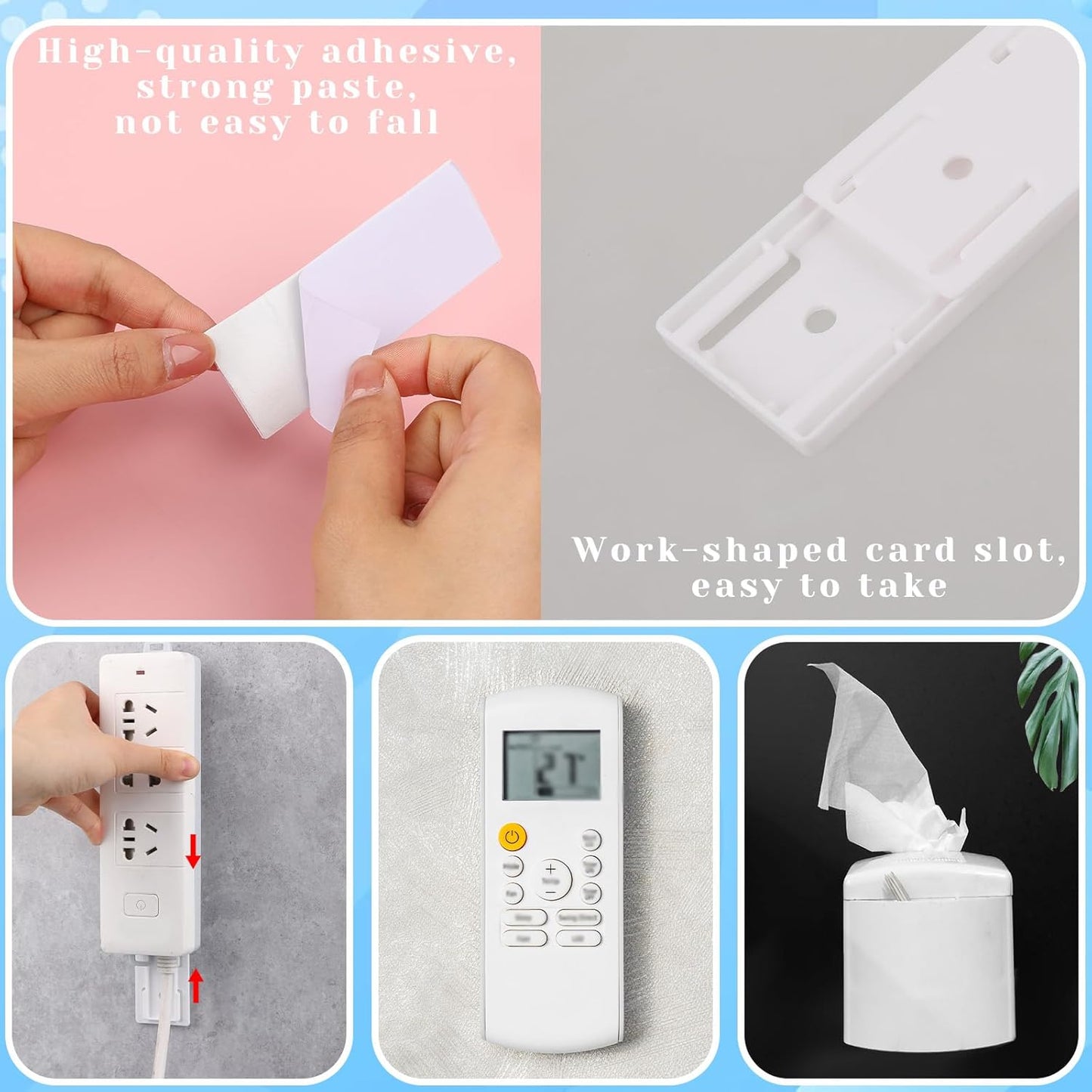 6 Soportes Regleta Autoadhesivos para Pared y Escritorio