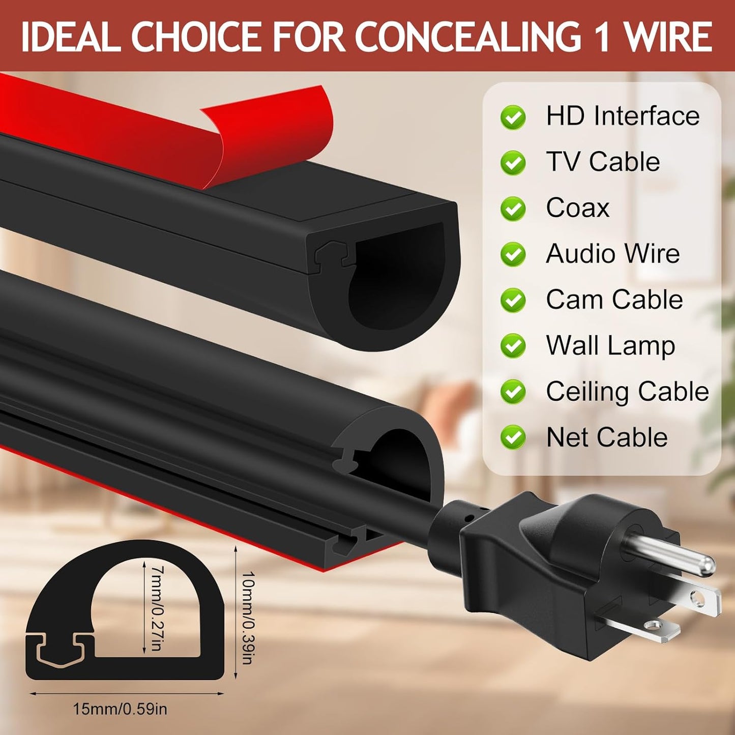 Ocultador cable silicona autoadhesivo para TV y redes