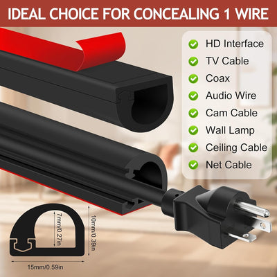Ocultador cable silicona autoadhesivo para TV y redes