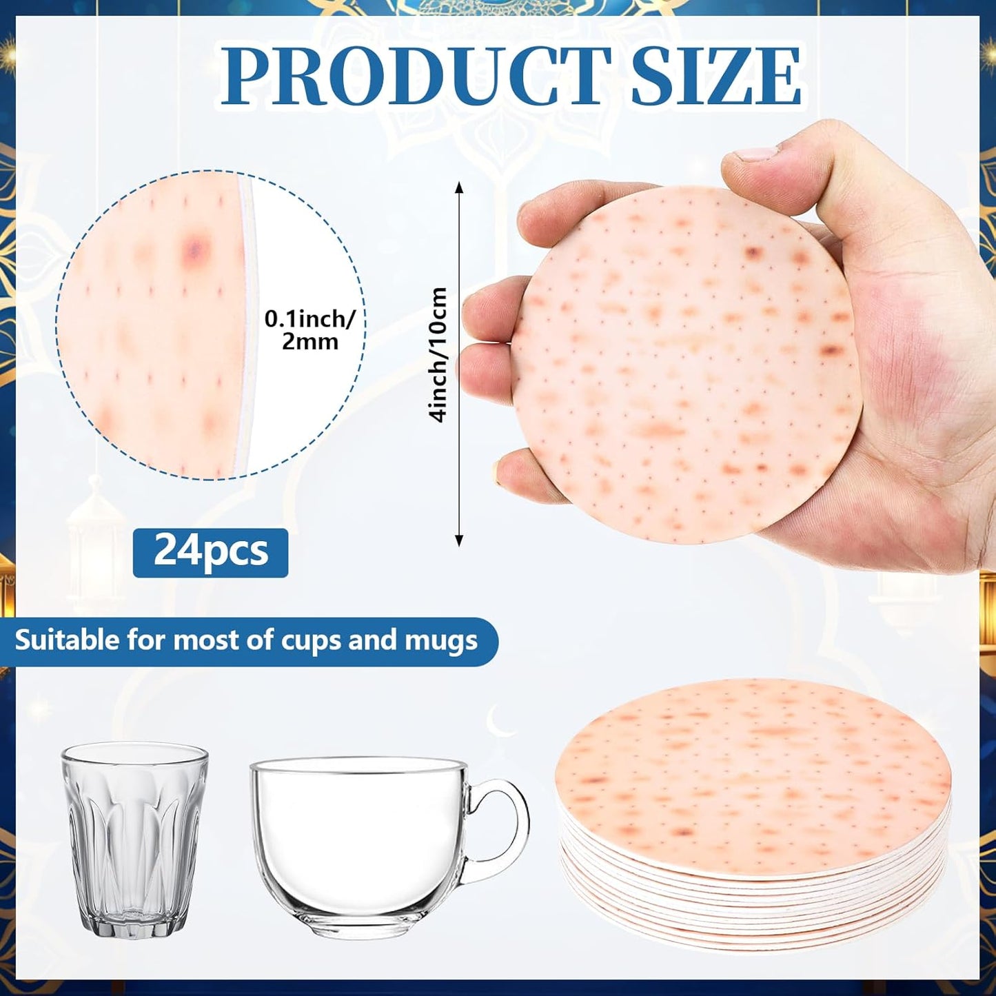 24 posavasos abstractos de Pascua suaves con textura de pan de Matzah