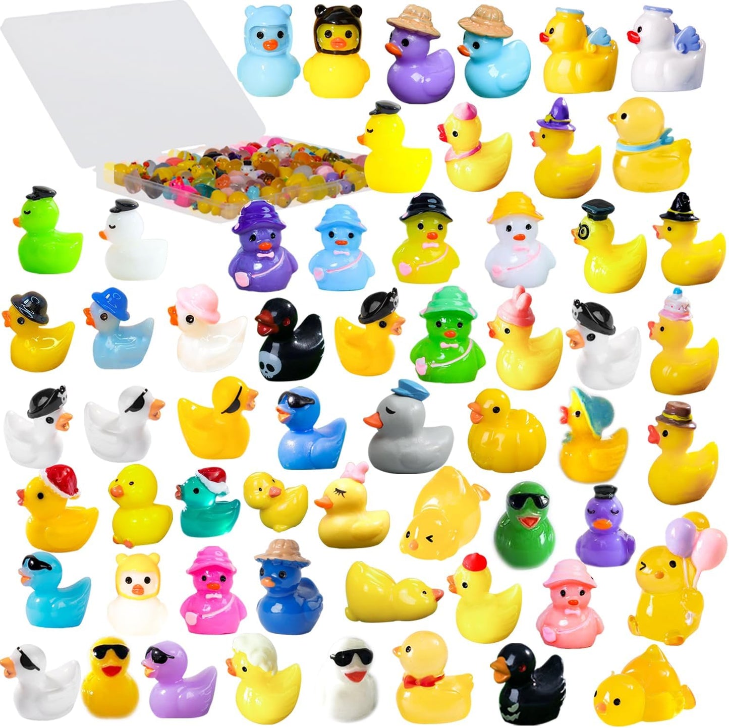 60 Pzas patos resina multicolor para jardín de hadas y decoración