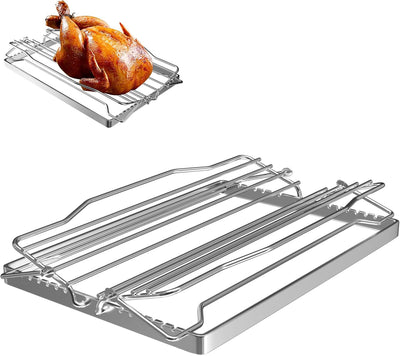 Estante ajustable para asar pavo y costillas en forma de V