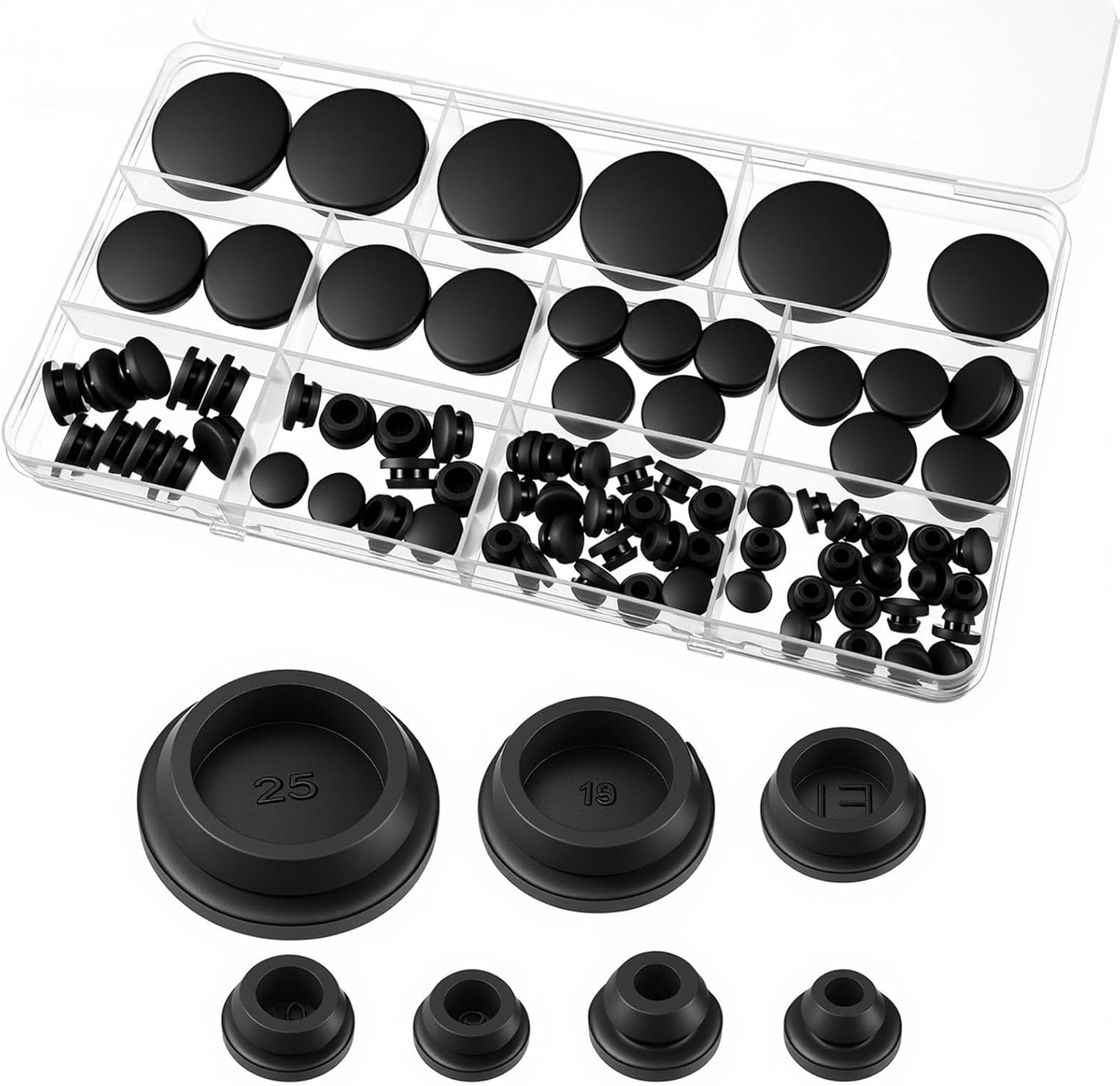 Kit 80 Tapones Silicona 7 Tamaños 1/4-1 Pulg