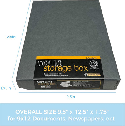 Caja archivadora folio 9x12 gris con tapa metal sin ácidos