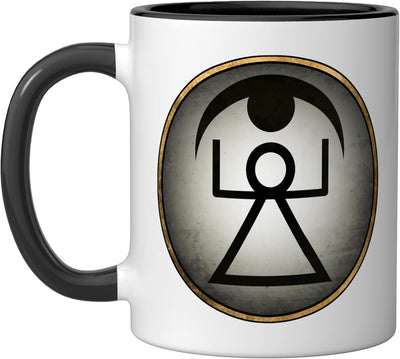 Taza cerámica de la diosa Tanit de Cartago negra/blanca