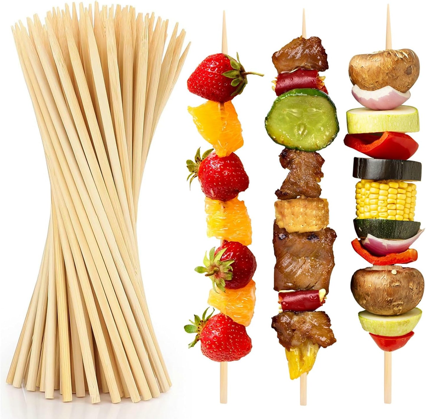 300 Pinchos Bambú 12pulg para Aperitivo Barbacoa