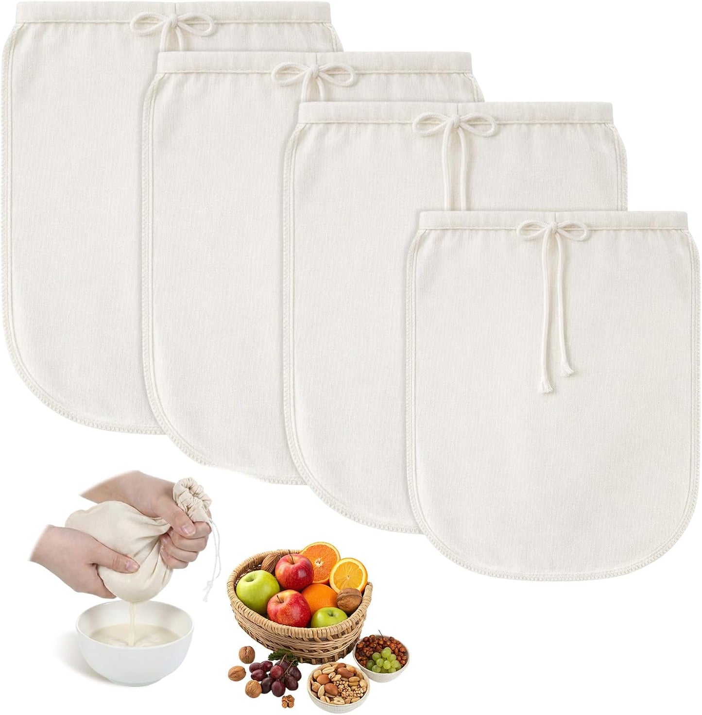 Bolsas de tela para colar leche y jugos reutilizables sin blanquear