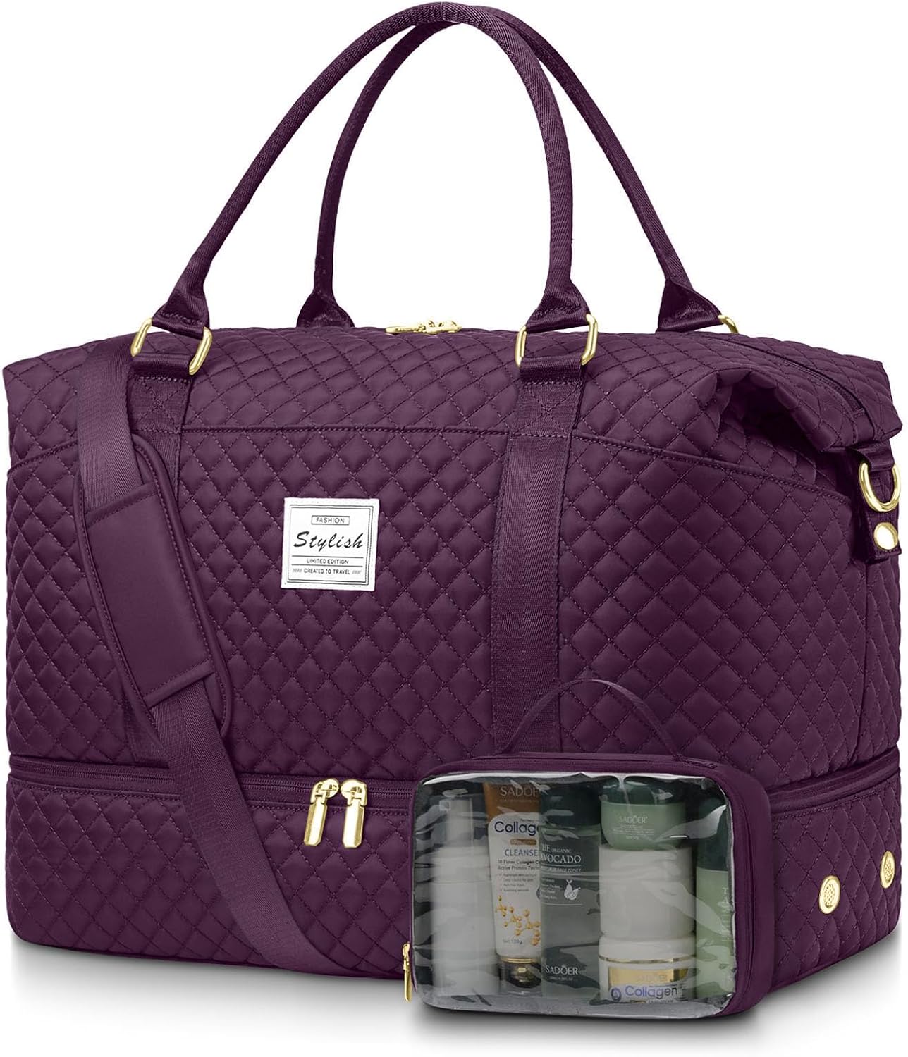 Bolsa viaje mujer con compartimento zapatos 21-morado oscuro