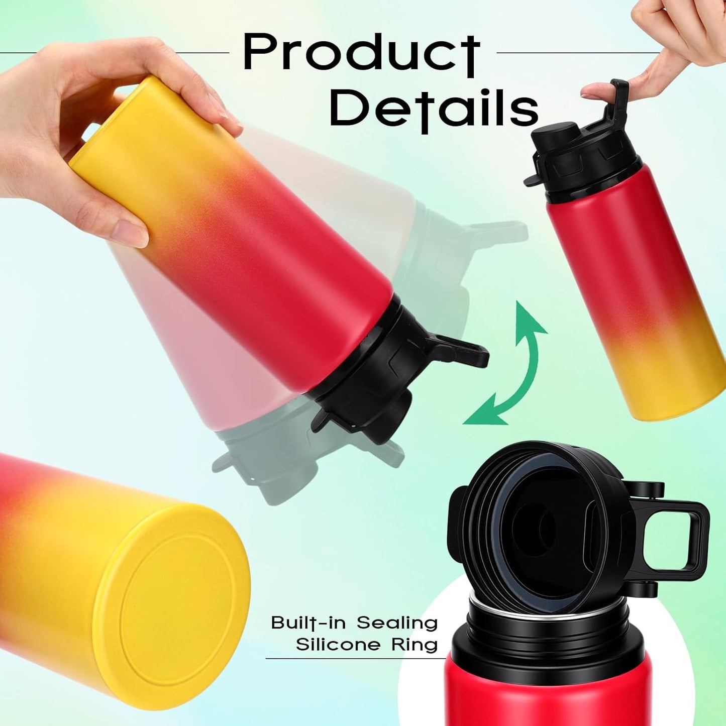 16 Botellas Agua Aluminio Reutilizables Tapas Presión Viaje