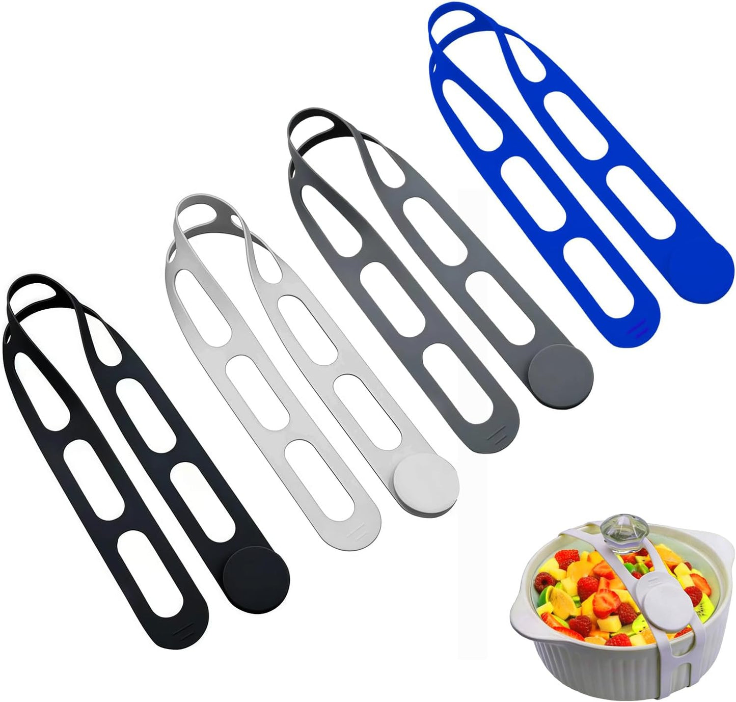 Paquete de 4 correas de cierre de silicona ajustables para olla de barro y cocina