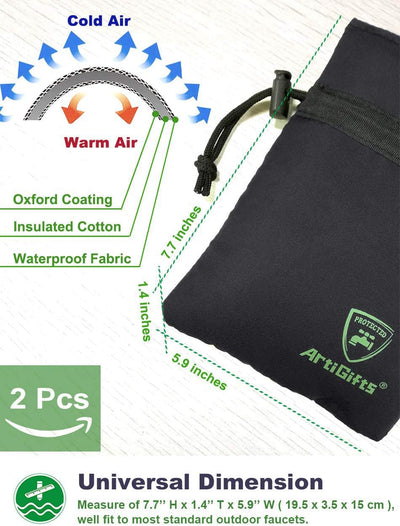 Fundas grifos exteriores invierno set 2 negro 5.9x7.7pulg