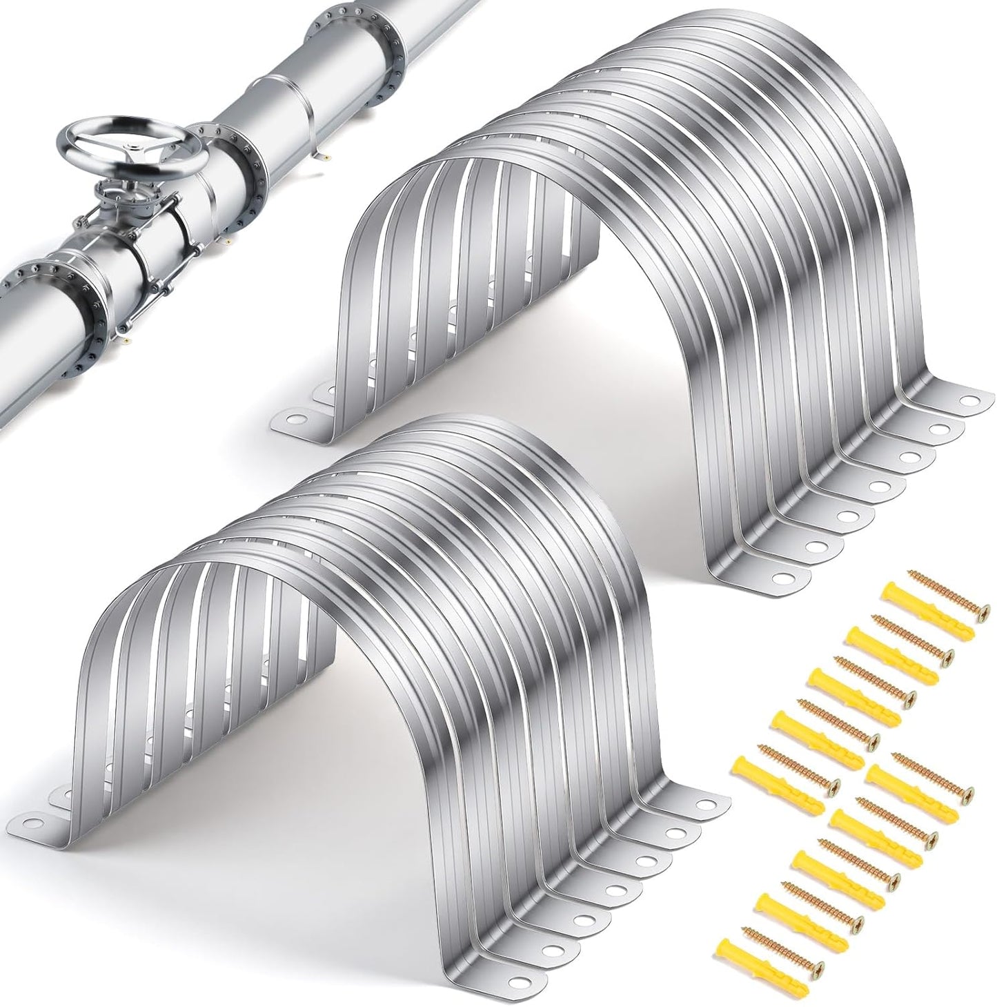 50 Soportes Ajustables Manguera Polvo Plata 4.33pulg
