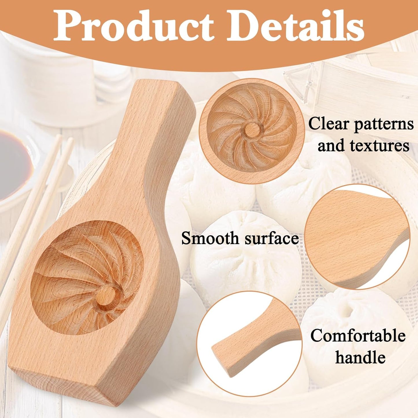 Molde para bollos de madera Bao al vapor herramienta de cocina