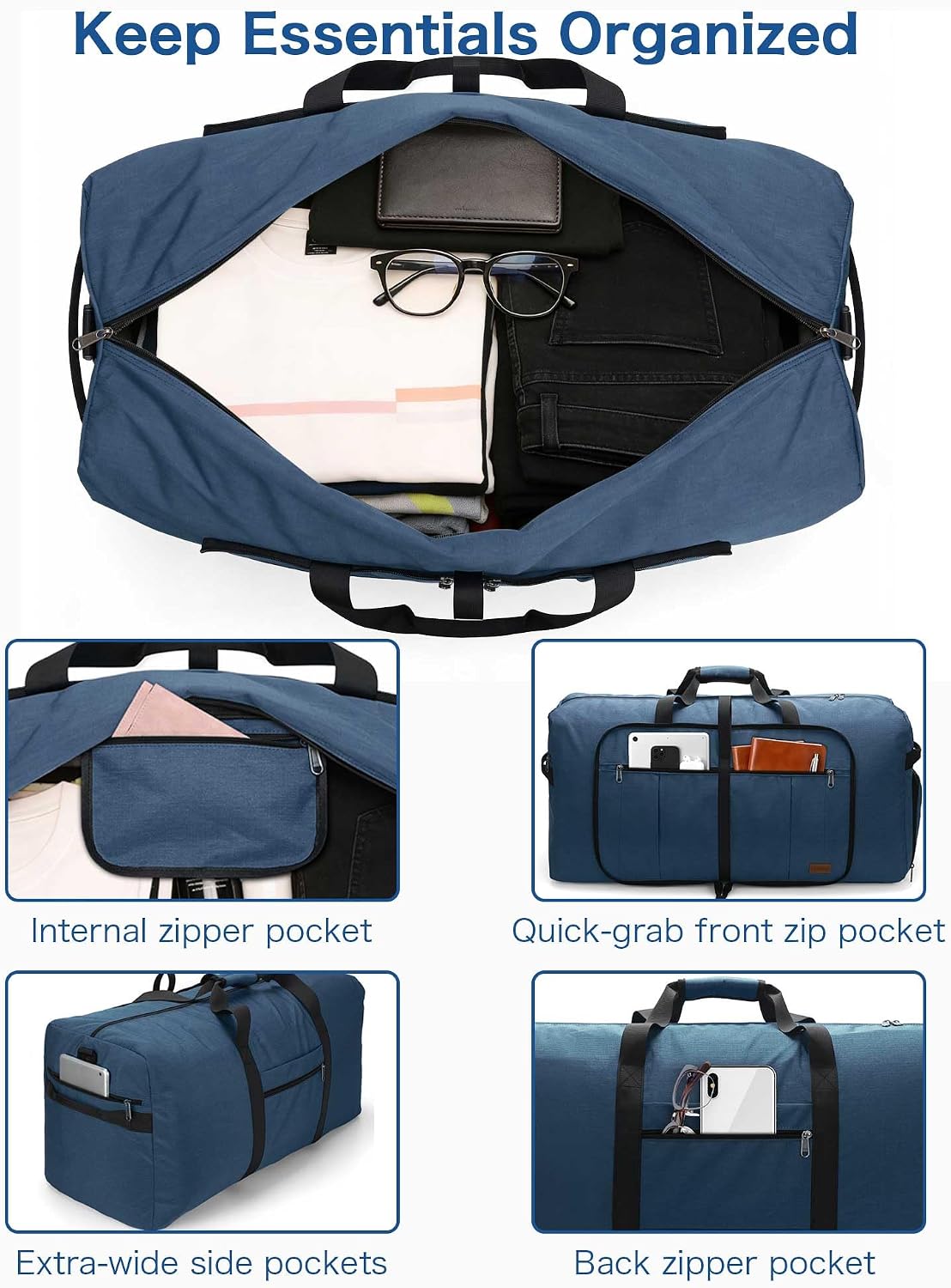 Bolsa viaje plegable 120L con compartimento zapatos