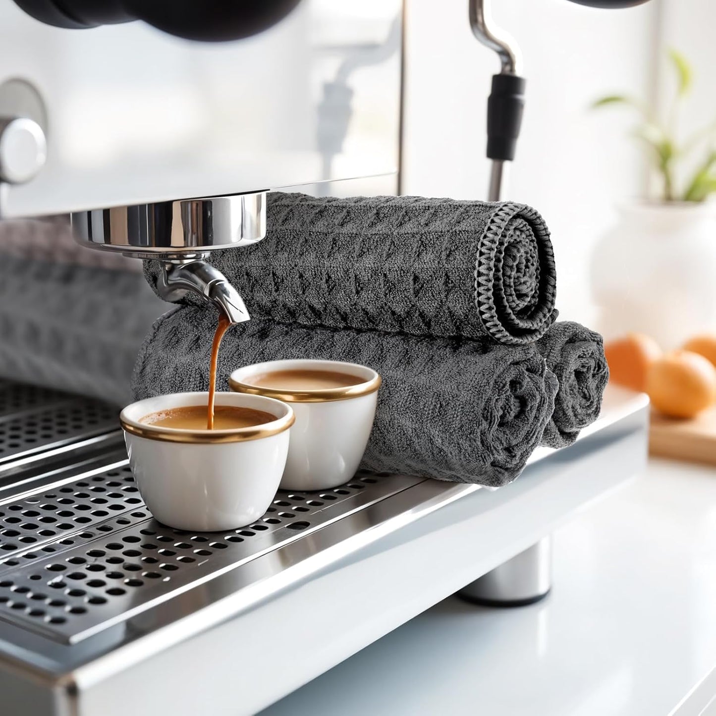 4 Pzas Toallas Microfibra Gofre 11.8pulg Cafetería Reutilizables