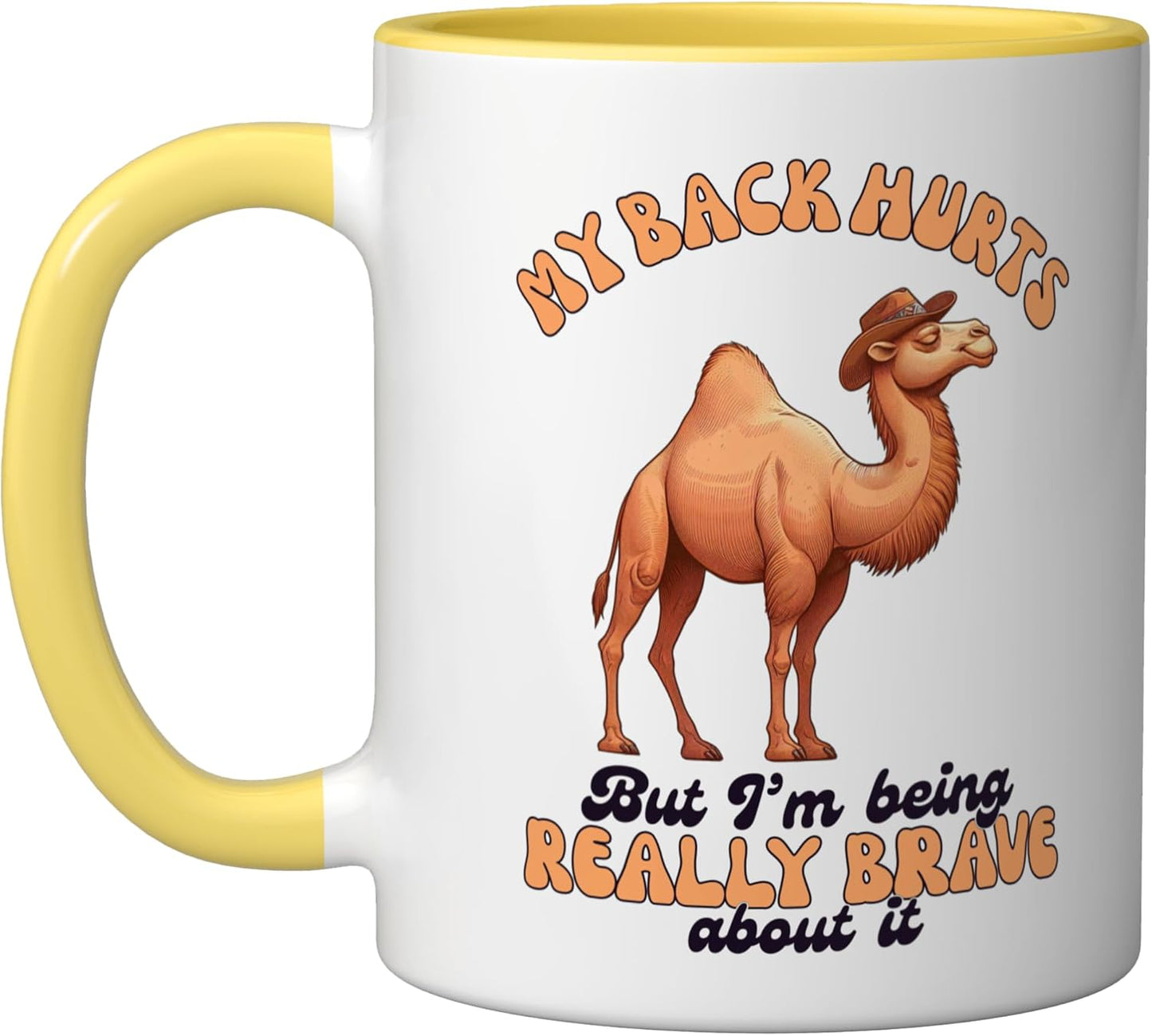 Taza Cerámica Camello Oeste Ajuste de Dolor Amarillo/Blanco