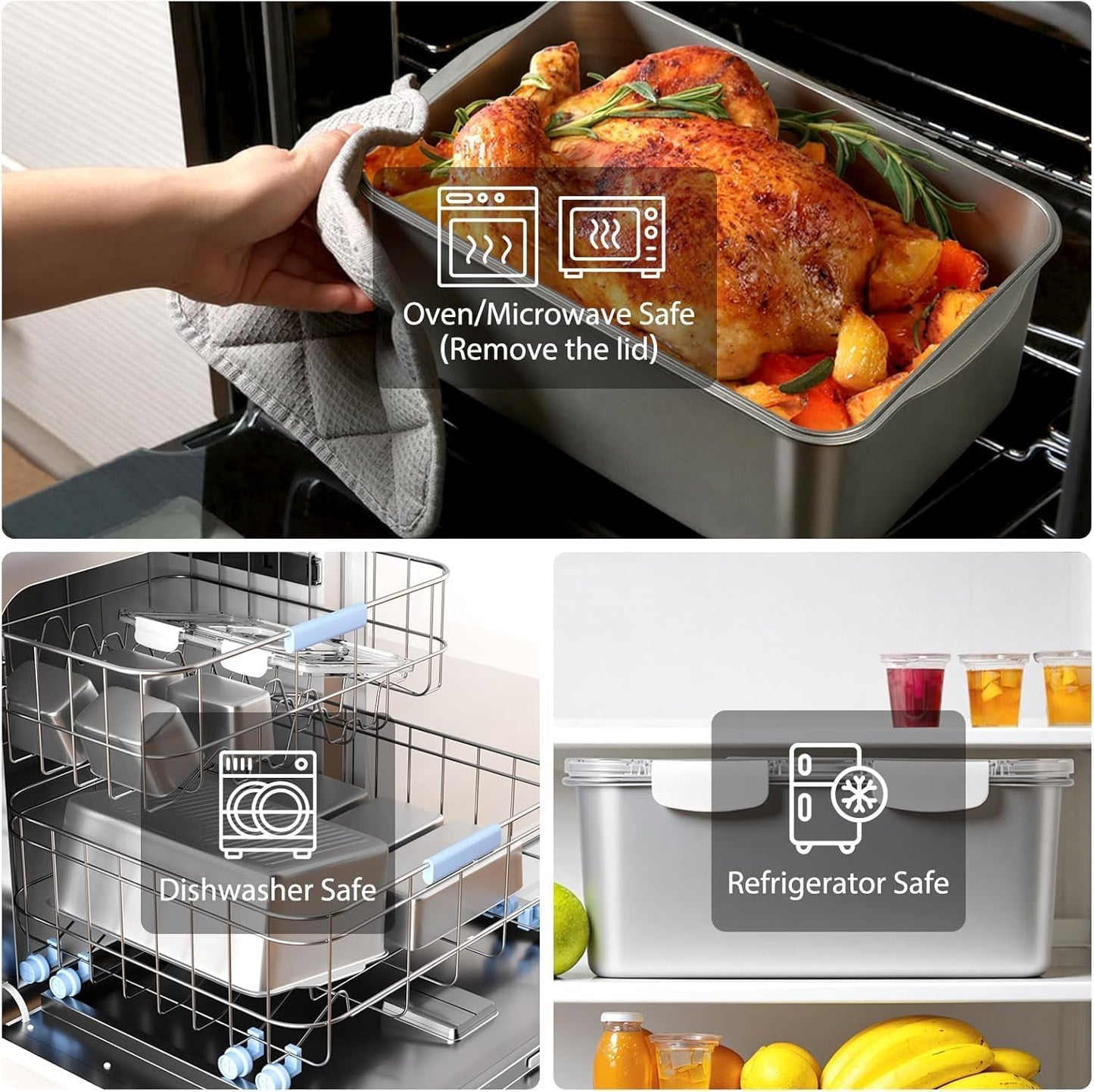 Contenedor Acero Inox 6 Comp 254oz para Hornear